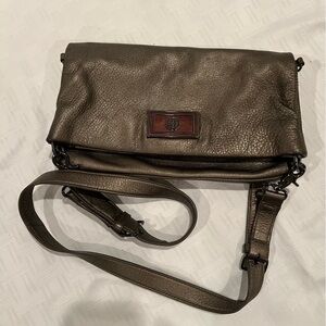 Brown and Silver Crossbody Bag with Adjustable Strap